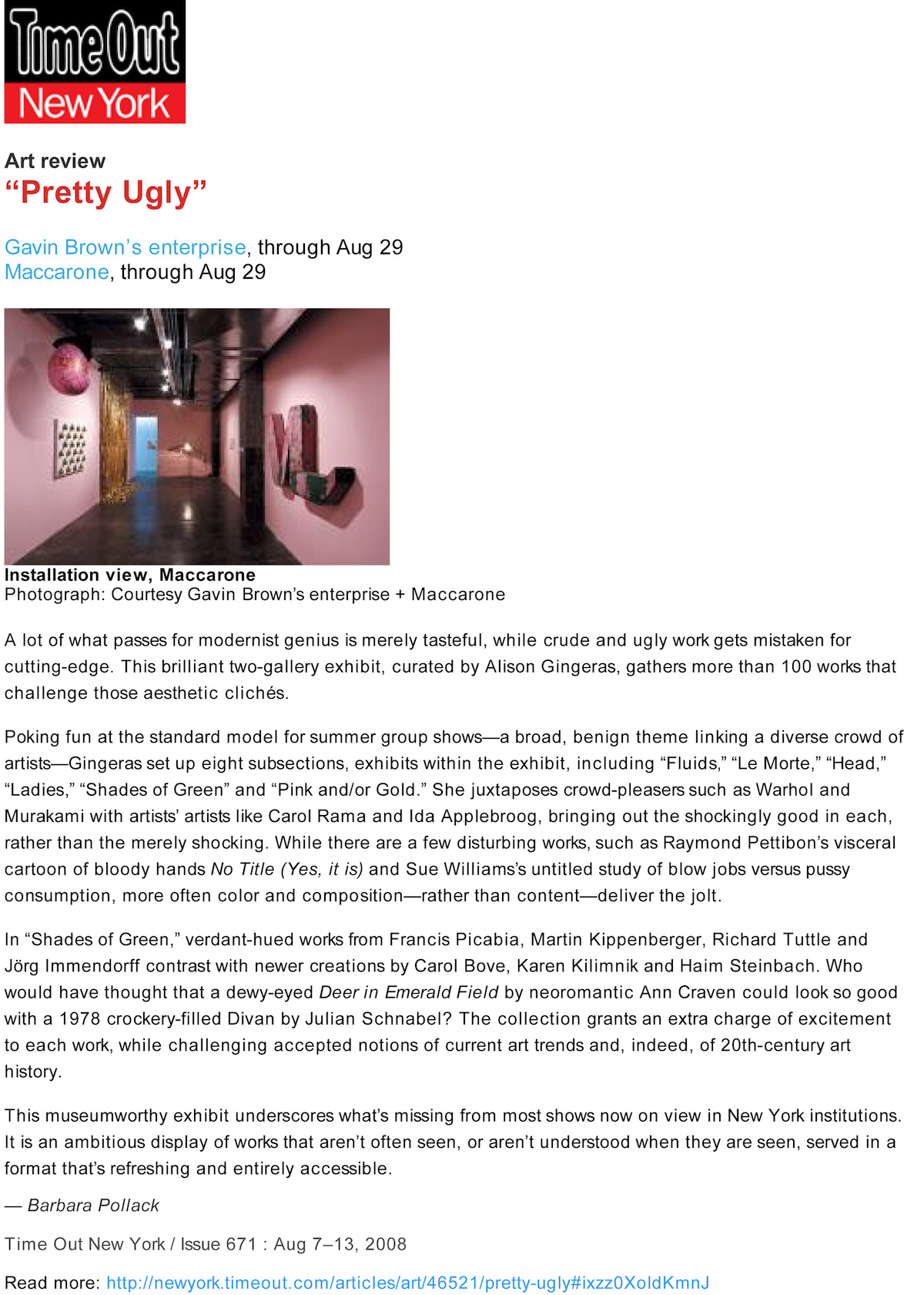 Microsoft Word - TimeOutNY_Review of Pretty Ugly_Aug_2008.doc