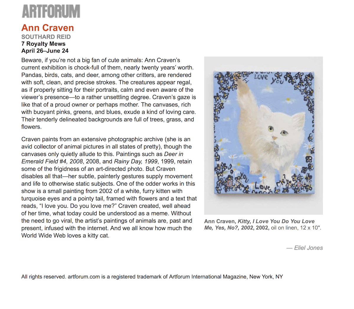 Ann Craven - artforum.com : critics' picks