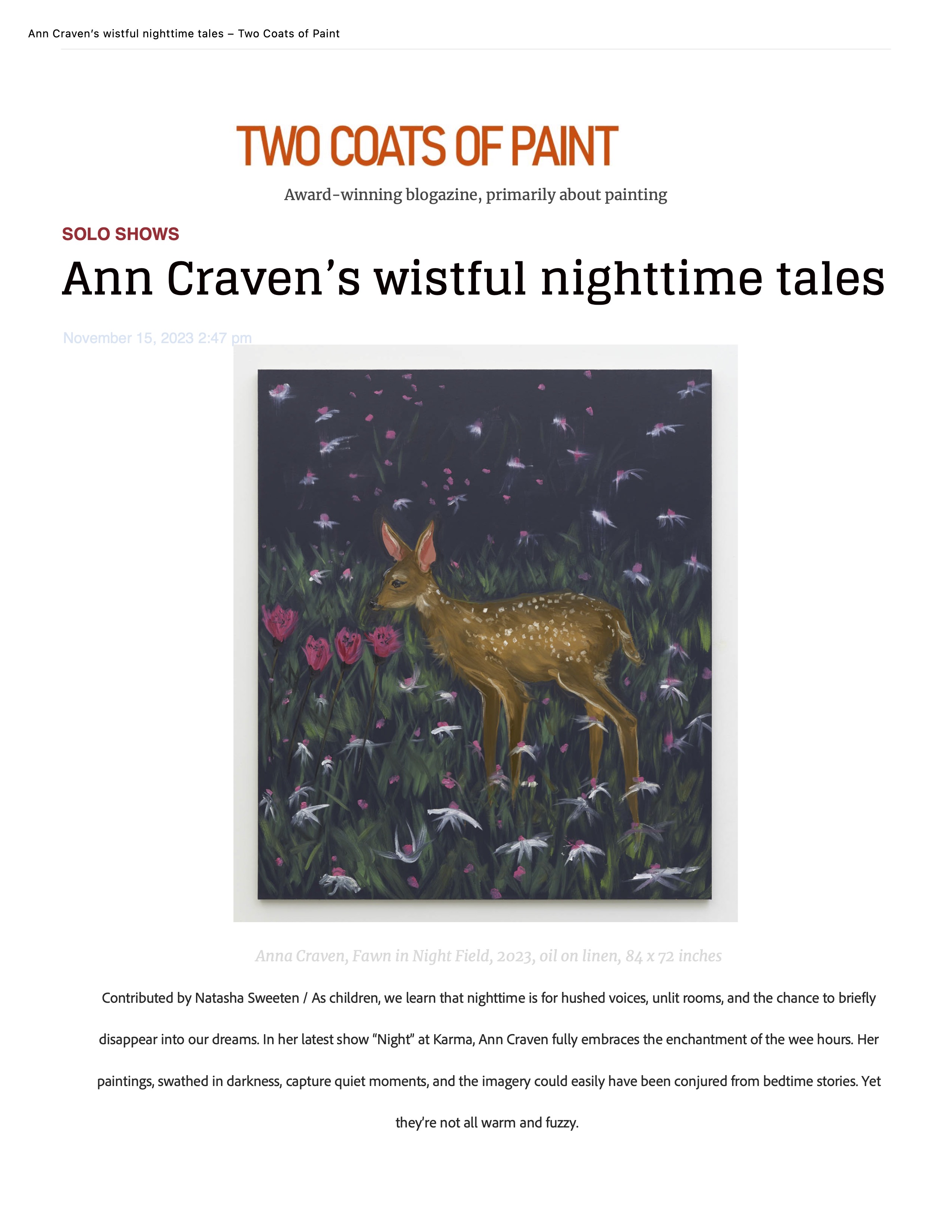 1_Ann Craven’s wistful nighttime tales – Two Coats of Paint